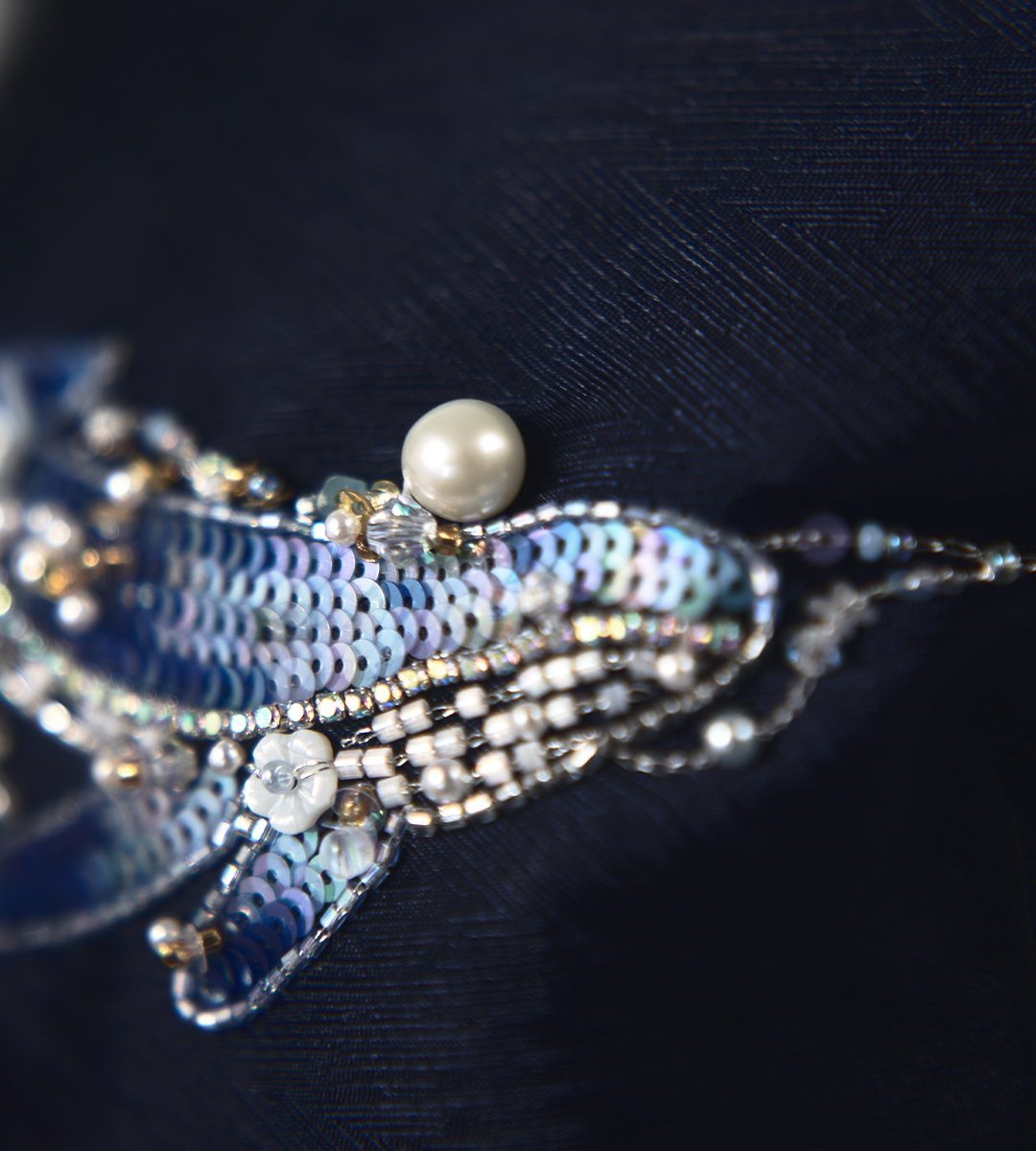 Hand-Embroidered Whale Beaded Pouch