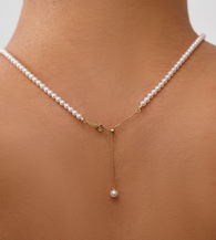 #Pearl Grade_aaa
&&#Pearl Size_3-4mm
&&#Accessory Materials_18K Solid Gold