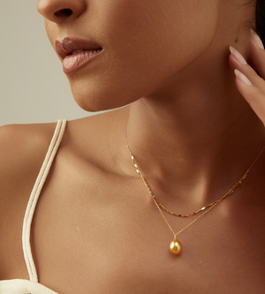 18 Elegant AAA 12mm Real natural south sea golden pearl necklace 14k gold